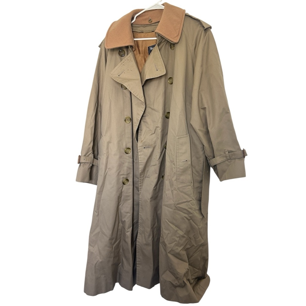 Vintage Burberrys Trench Coat with Wool Liner Beige Khaki Double Breasted